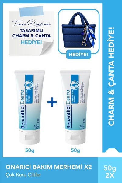 Bepanthol Onarıcı Bakım Merhemi 50g 2'li set & Tuvana Büyükçınar Tasarım Çanta