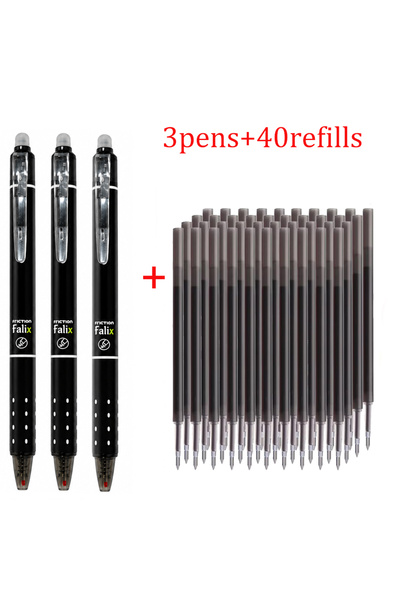 Choice black pen set 0.5mm Retractable Erasable Gel Pen with 40Pen Refills,Re...