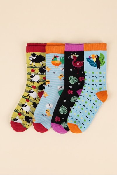 Booni Jooni Animals patterned 4-piece socks set