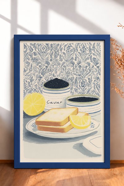 HOMEPACK Caviar Boxes with Caviar Written and Bread Frameed Table Italy Poste...