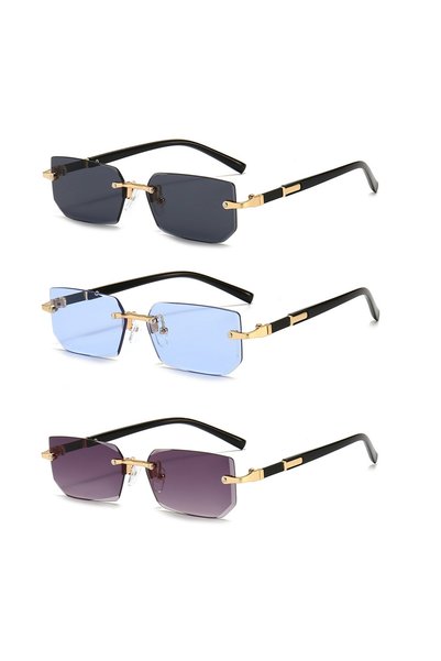 Choice black 568 Rimless Sunglasses Rectangle Fashion Popular Women Men Shade...