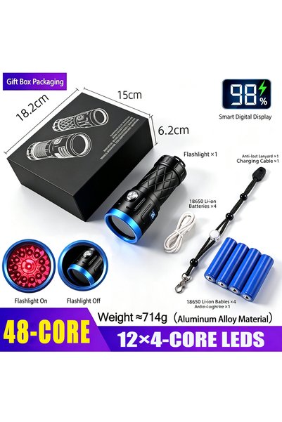 Choice 48CORE 365nm UV Flashlight Touch 240W Lamp LED Powerful Blacklight uv ...