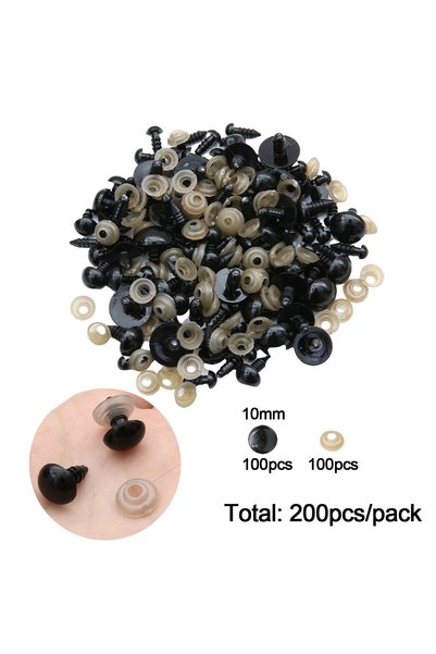 Choice 10mm 200pcs 12-460pcs 5-30mm Black Plastic Safety Eyes Multi-Size Suit...