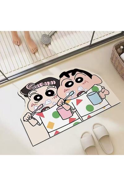BANDAI 1 30×40cm Crayon Shin‑chan Absorbent Bath Mat, Quick‑Dry Non‑Slip Cart...