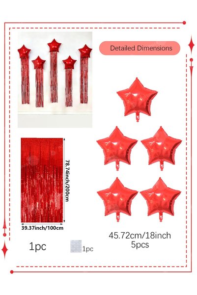 Choice Other red Five Pointed Star Balloon and Tassel Rain Curtain Set for Bi...