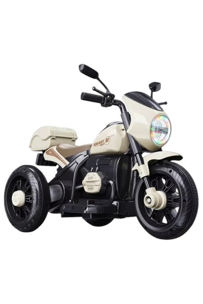 CWT Kids' Electric Retro 3-Wheel Motorcycle, 6V, Storage Rack, LED Lights, Mu...