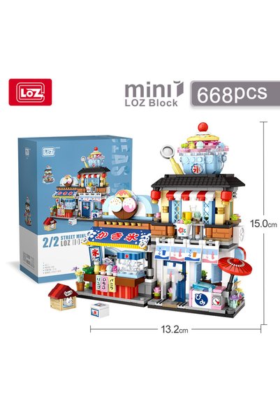 Choice With box LOZ Street View folding series Takoyaki Shop Shaved Ice Shop ...