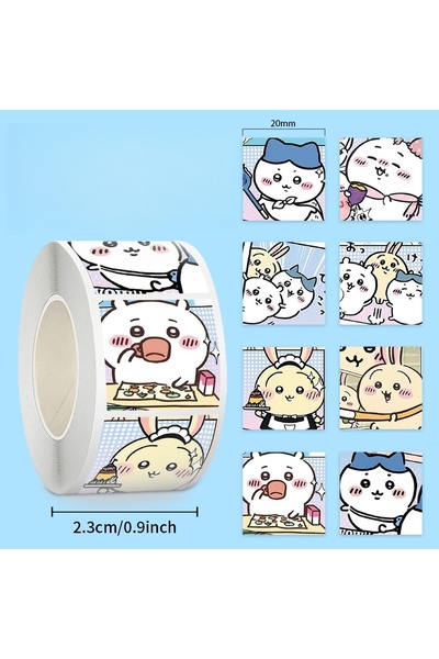 BANDAI JU861 DIY 500PCS Chiikawa Funny Emoji Roll Stickers Waterproof Vinyl D...