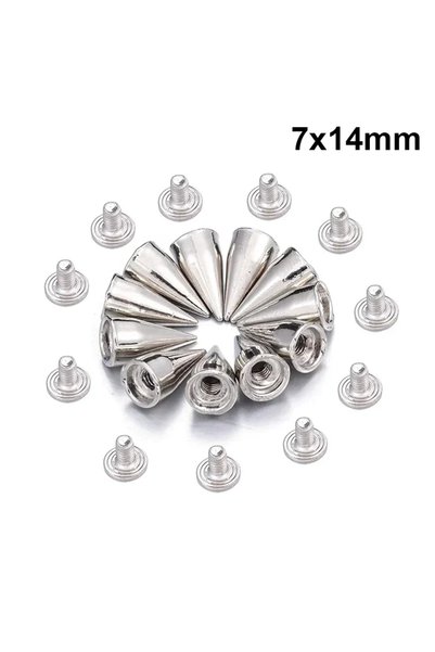 Choice 100PCS 7x14mm Silver Cone Spike Metal Cone Studs Punk Garment Rivets f...