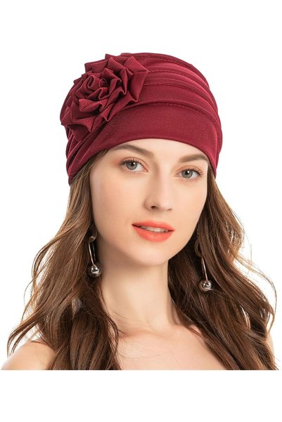 Generic قبعة نسائية مزينة بالزهور، قبعة مرنة لتغطية الرأس، غطاء رأس أنيق للار...