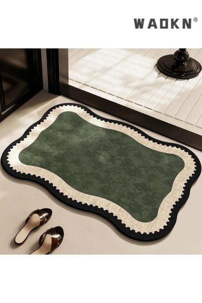 Generic Brand WAOKN Scalloped diatom Mud Bath Mat, Quick-Drying Absorbent Non...
