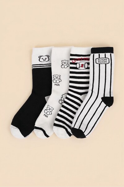 Booni Jooni Set of 4 Socks with Teddy Bear Print