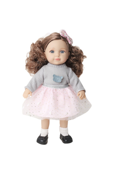 CWT Jelena soft doll 36 cm grey-pink, 3D eyes, cotton body, gift box, 3+