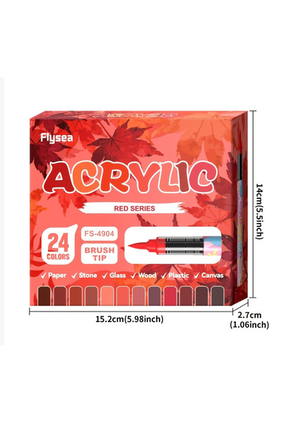 Choice Red Palette Flysea Acrylic Paint Marker Pens, 24 Colors Brush Tip Pain...