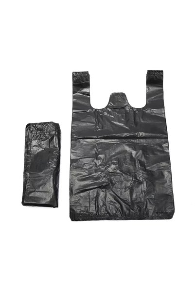 Choice 26x42cm black 100PCS Black Thickened Plastic Vest Bags - Supermarket S...