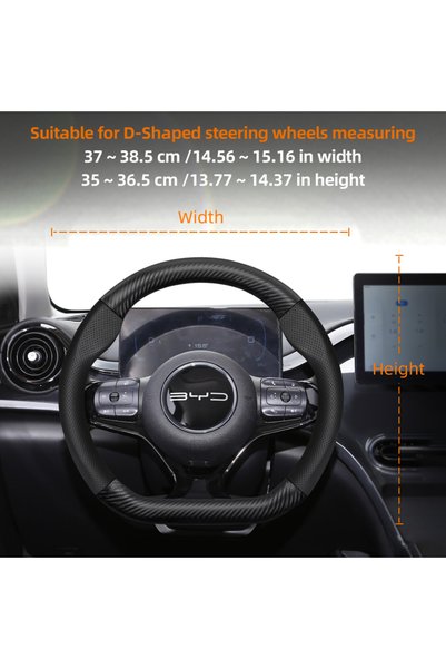 Choice غطاء عجلة قيادة أسود من ألياف الكربون نوع D مناسب لسيارات BYD، مصنوع م...