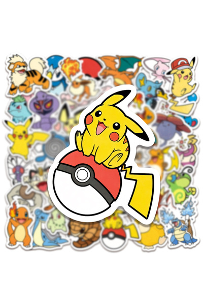 BANDAI 50 50PCS New Pokémon Anime Sticker Aesthetics Scrapbooking Cup Laptop ...