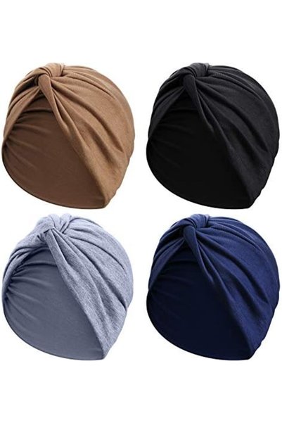 Generic 4 Pieces Pleated Turban Headwraps Soft Pre Tied Knot Fashion Turbans ...
