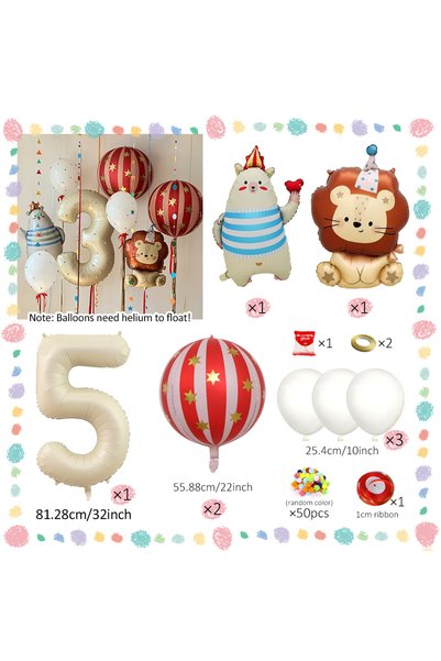 Choice Other Number 5 Carnival Themed Decor balloon Set, Cartoon Lion Balloon...