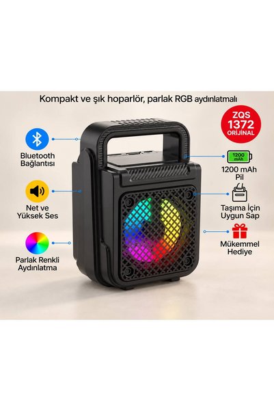 777 glow Taşınabilir Mini Işıklı Bluetooth Hoparlör Speaker Fm/sd/usb 1200 Mah