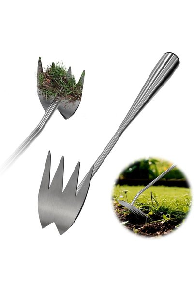 Generic Upgraded Manual Weeder with 4-Tooth Manganese Steel Head, Durable Pla...