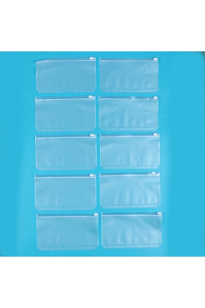 Choice 10Pcs 6/10Pcs A6 Binder Pockets Clear Zipper Binder Bag Money Organize...