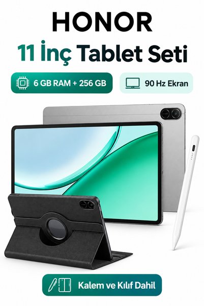 HONOR 11 İnç X8B Tablet 6 GB RAM 256 GB Wi-Fi 90 Hz 10100 mAh Uzay Grisi Kale...