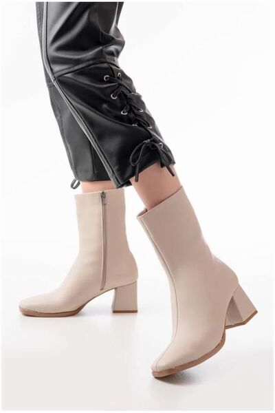 Şeker Portakalım Women's Balanced Winter Practical Heeled Zippered Boots