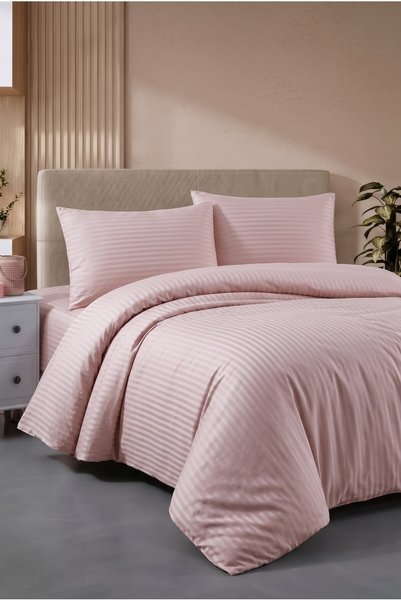 Miabella Home Double Duvet Cover Set Striped Duvet Cover Set Cotton Satin Hot...