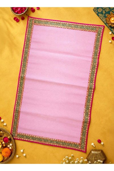Generic Brand Madhoor Gota Patti Decorative Pooja Mat Pink for Pooja, Deity I...