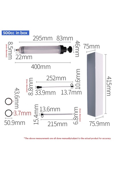 Choice 500cc Set 3 200/500cc Car Oil Change Brake Auto Syringe with Hose Manu...