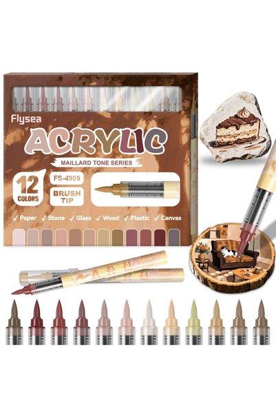Choice 07 12 Colors Acrylic Paint Markers Soft Brush Tip DIY Acrylic Marker P...