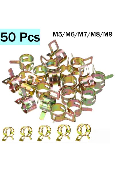 Choice 50 PCS Fastener 5mm 6mm 7mm 8mm 9mm Spring Band Clips Fuel Water Line ...