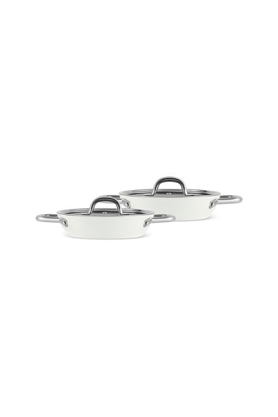 Karaca Swiss Crystal Creamy 0 Fat Non-Stick Metal 4-Piece Pan Set, Cream Color.
