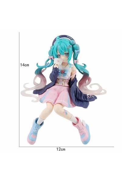 BANDAI 1pc Hot Sold New Hatsune Miku Anime Figure Pink Sakura Sitting Positio...