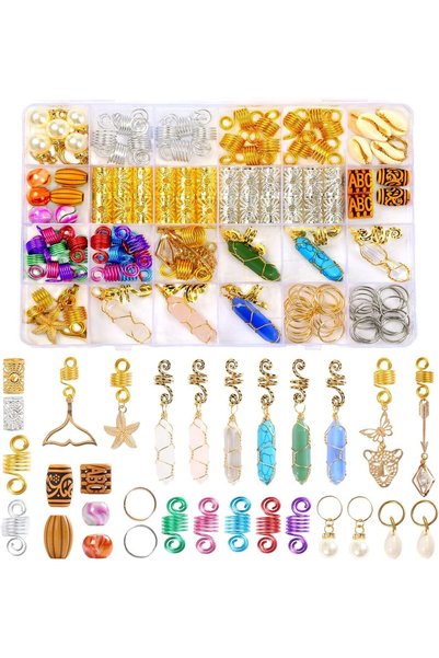 Generic Hair Beads Jewelry, 129Pcs Hair Jewelry for Braids, Dreadlock Jewelry...