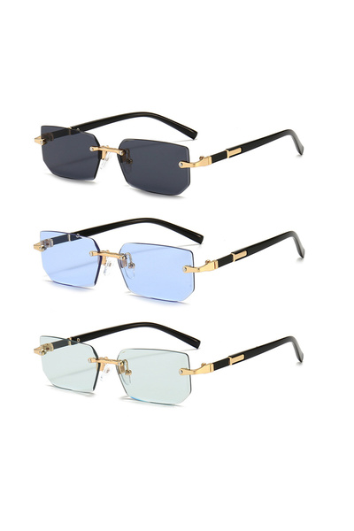 Choice black 578 Rimless Sunglasses Rectangle Fashion Popular Women Men Shade...