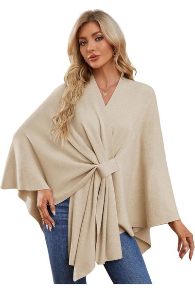 Generic Women's Shawl Wrap Winter Fall Poncho Retro Style Vintage Pattern Cap...