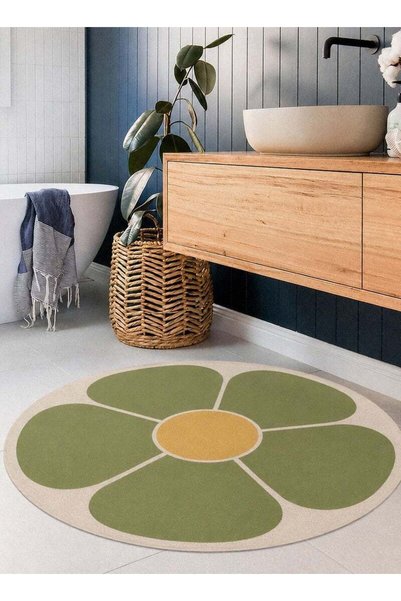 Generic Brand LOOPITYS Circular carpet, carpet, (60x60 cm) green clover patte...