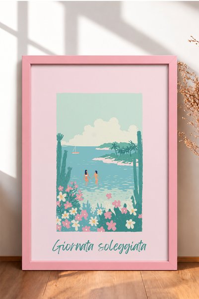 HOMEPACK Giornata Soleggiata Written Seascape Framed Painting Italy Poster Wa...