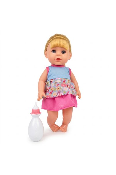 CWT 33 cm doll with long blonde hair and movable joints, pees, hard material, 3+