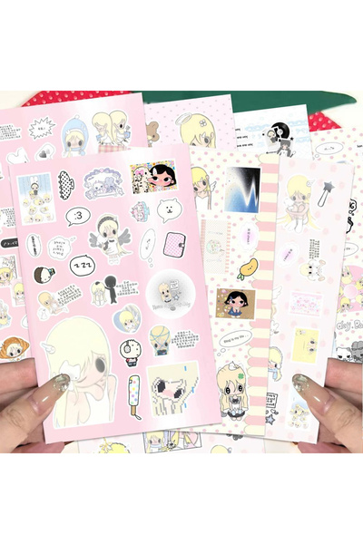 BANDAI 16Sheets 16Sheets Hand Drawn Cartoon Korean Girl Sticker Anime Ins Sty...