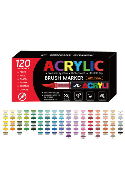 Choice 120 colors 12-288 Colors Acrylic Paint Pen Marker Brush Tip Paint Auto...