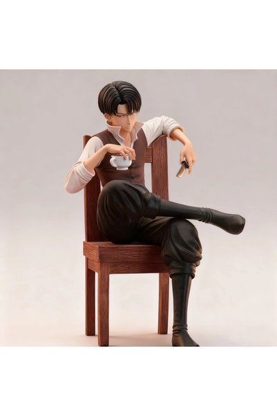 BANDAI no box 19cm Anime Attack on Titan Figures Levi Ackerman Figure Sitting...
