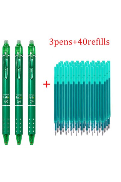 Choice green pen set 0.5mm Retractable Erasable Gel Pen with 40Pen Refills,Re...