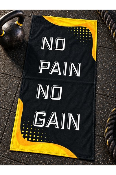 Dotamess منشفة رياضية مطبوعة بعبارة "No Pain No Gain" مقاس 50 × 100 سم، سطح د...