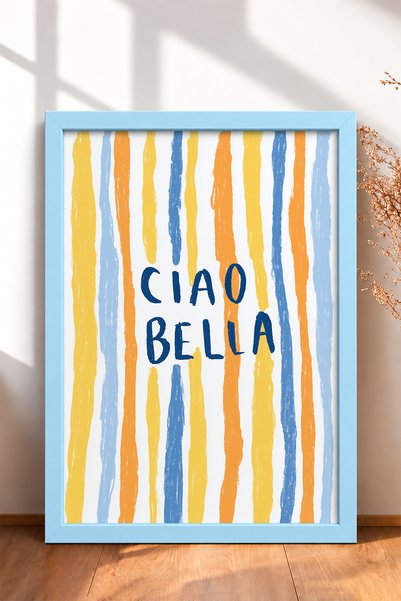 HOMEPACK Ciao Bella Written Colorful Lines Framed Painting Italy Poster Livin...