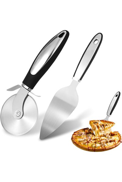 Generic قطعتان من قطاعة البيتزا، مجموعة أدوات تقطيع البيتزا الفاخرة، قطاعة بي...