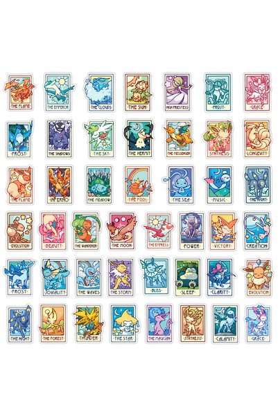 Choice 45PCS Pokémon 45PCS Tarot Card Stickers Decorative Cute Cartoon Sticke...