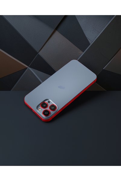 teknodayım Apple iPhone 12 Pro Max Metal Camera Lens Protection Glass - Red